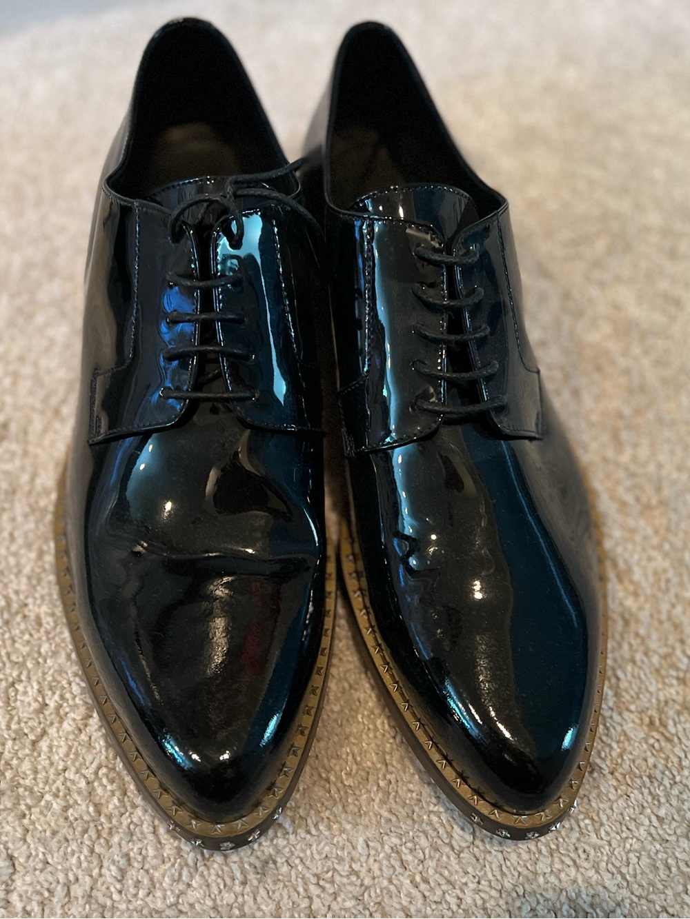 Jimmy Choo Black Patent Leather Lace-Up Oxfords